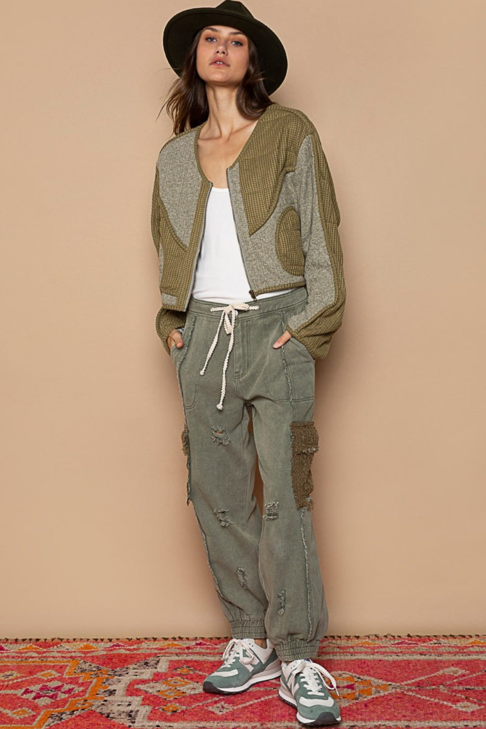 Quilted Knit Patch Jacket