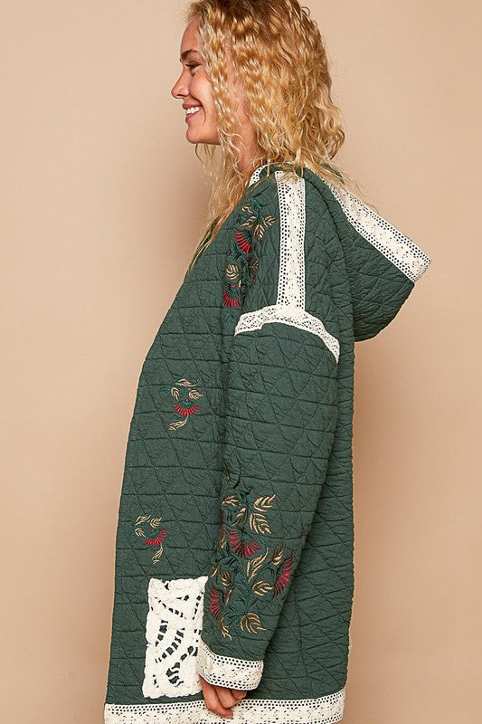 Quilted Jacket with Crochet Pockets