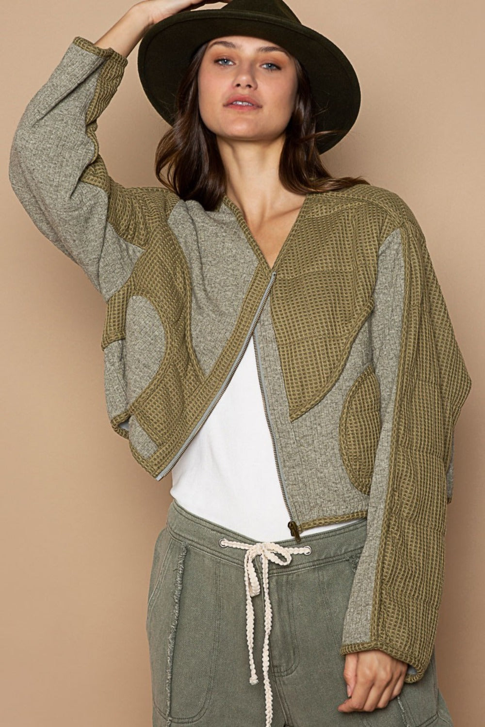 Quilted Knit Patch Jacket