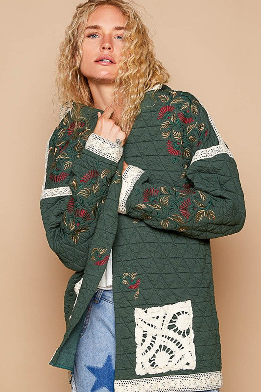 Quilted Jacket with Crochet Pockets