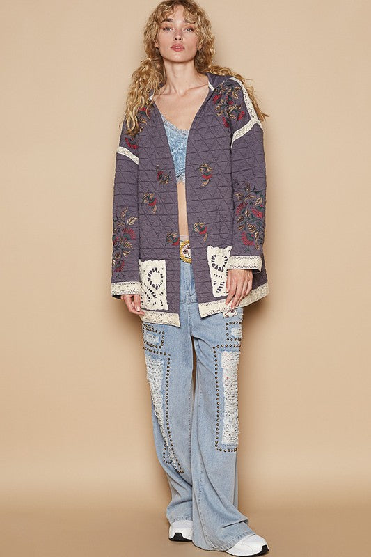 Quilted Jacket with Crochet Pockets