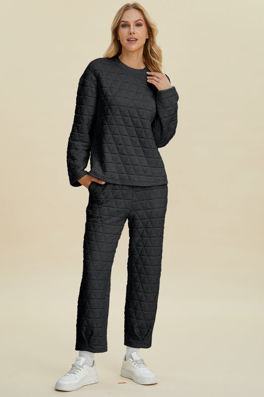 Quilted Sweatshirt and Pant Set