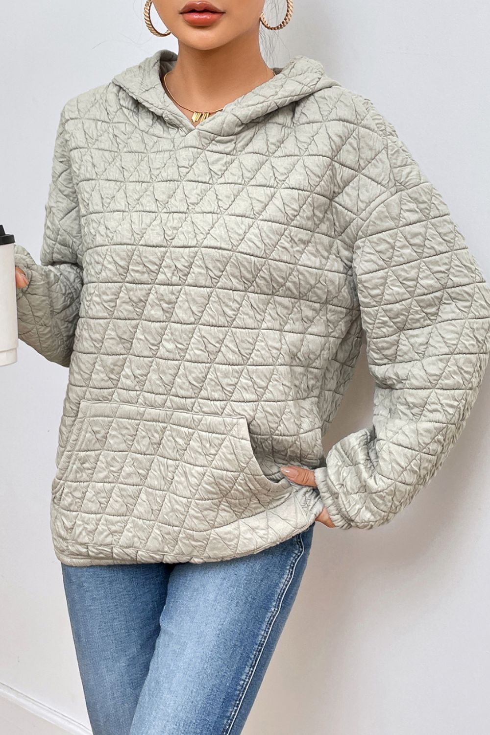 Quilted Hoodie with Pocket