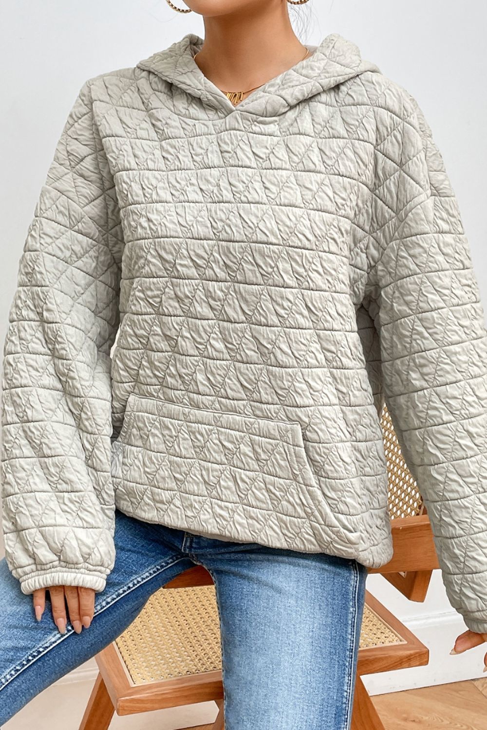 Quilted Hoodie with Pocket