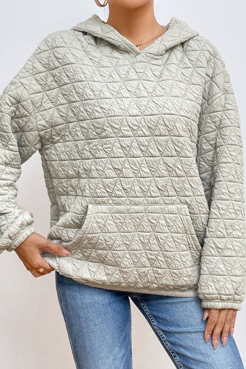 Quilted Hoodie with Pocket