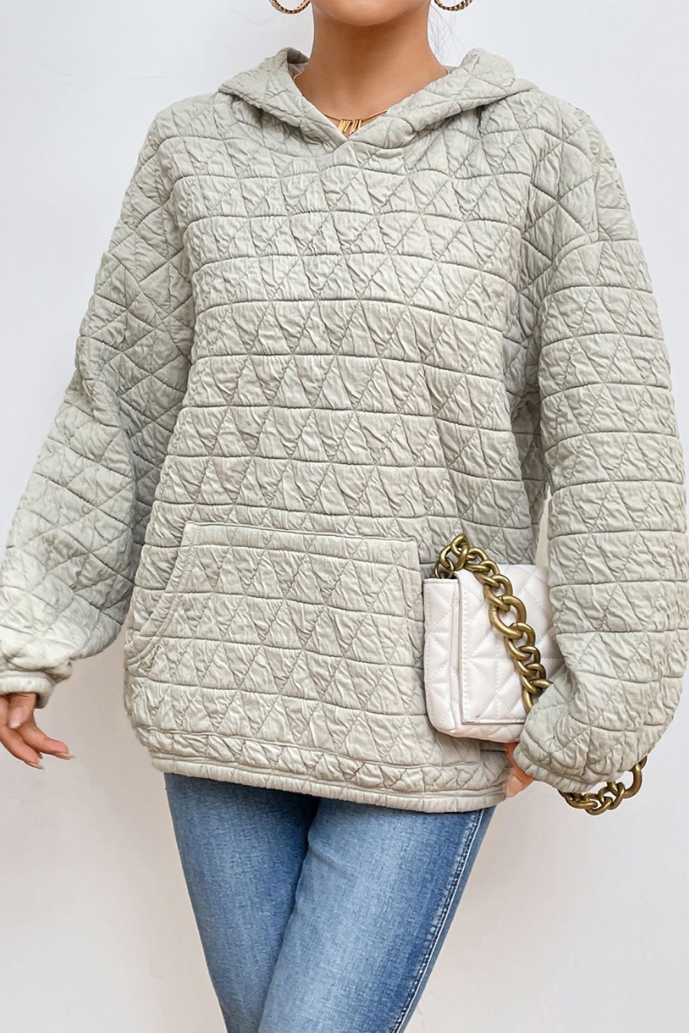 Quilted Hoodie with Pocket