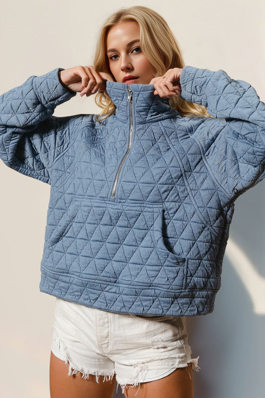 Quilted Sweatshirt with Pocket