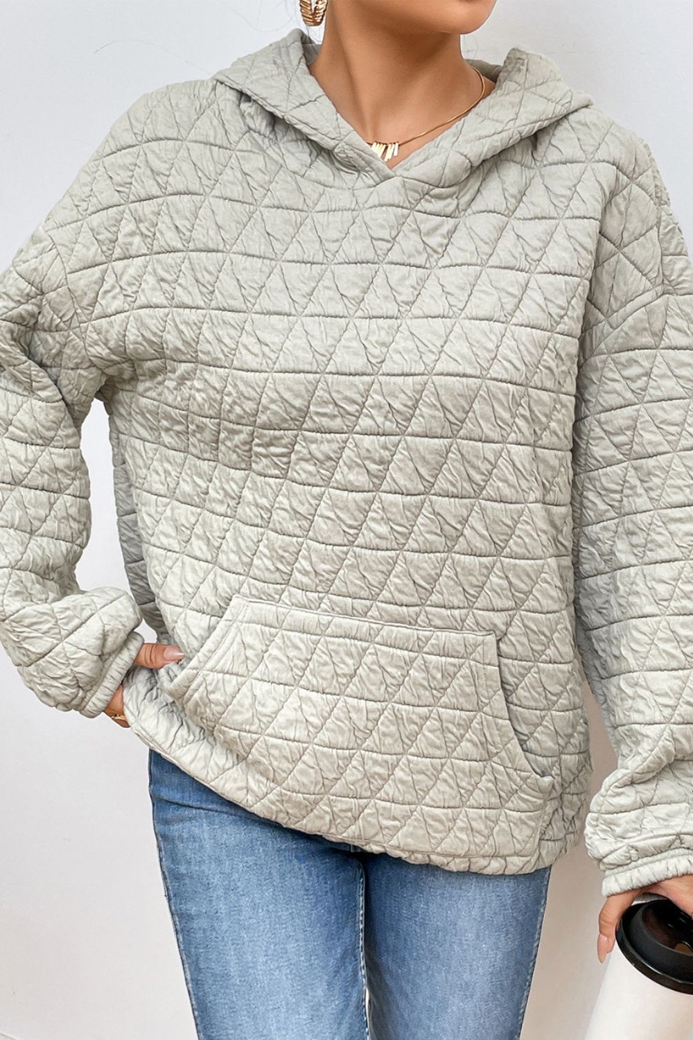 Quilted Hoodie with Pocket