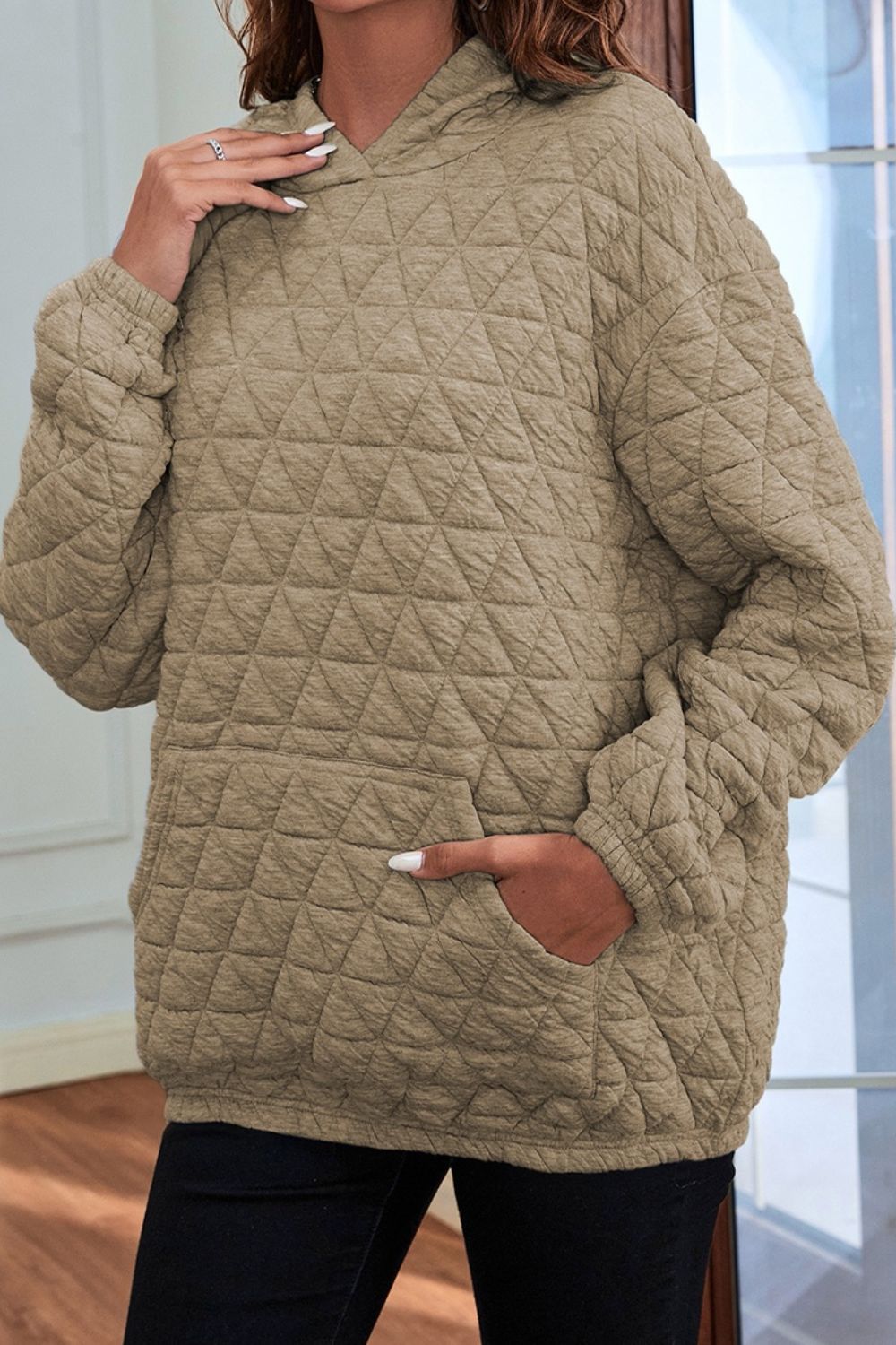 Quilted Hoodie with Pocket