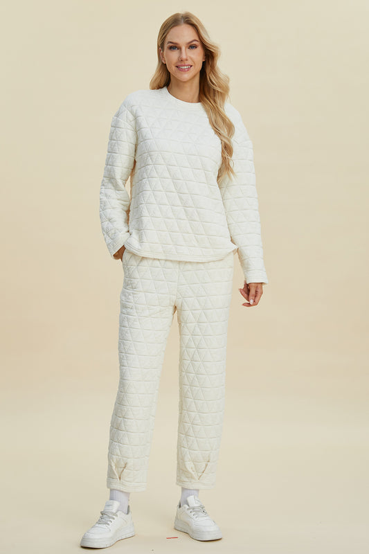 Quilted Sweatshirt and Pants Set