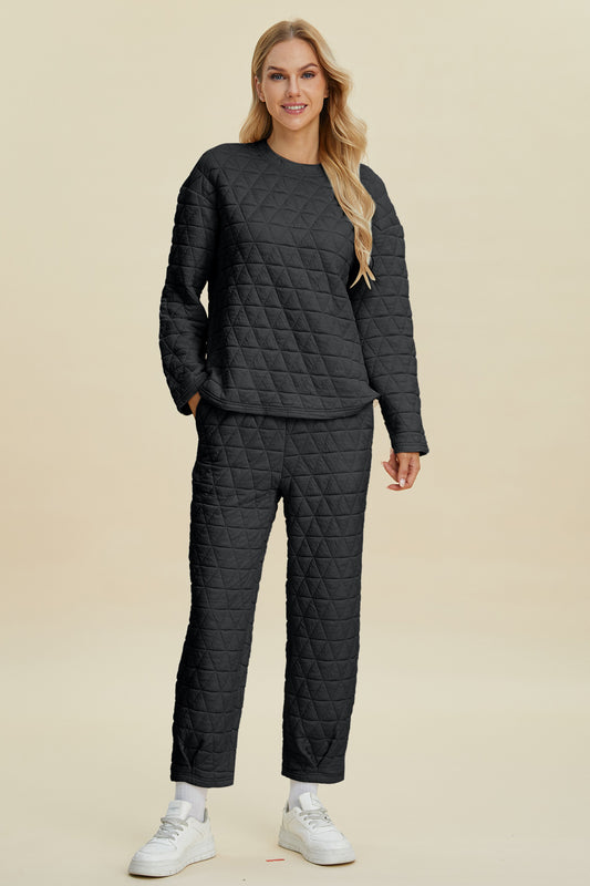 Quilted Sweatshirt and Pant Set