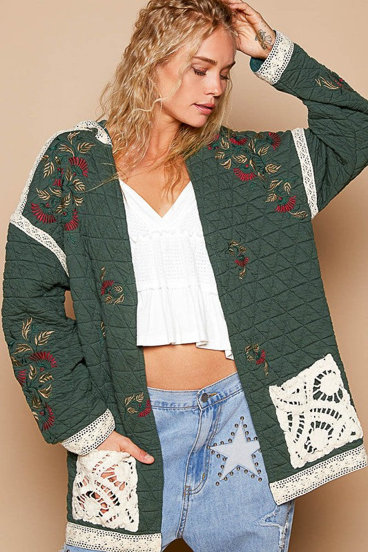 Quilted Jacket with Crochet Pockets