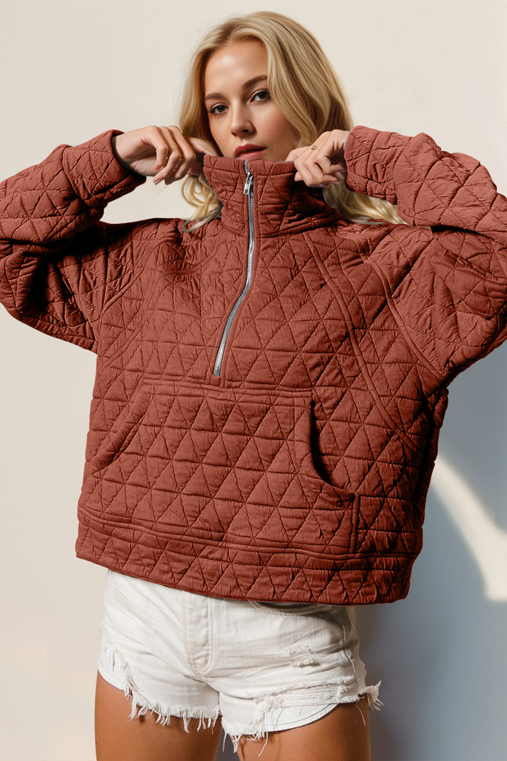 Quilted Sweatshirt with Pocket