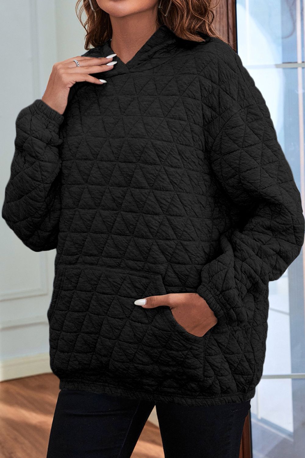 Quilted Hoodie with Pocket